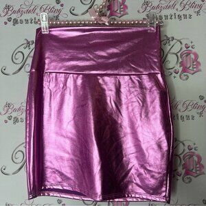 Seduction mini skirt shiny shimmer pink purple Metallic Pink Skirt